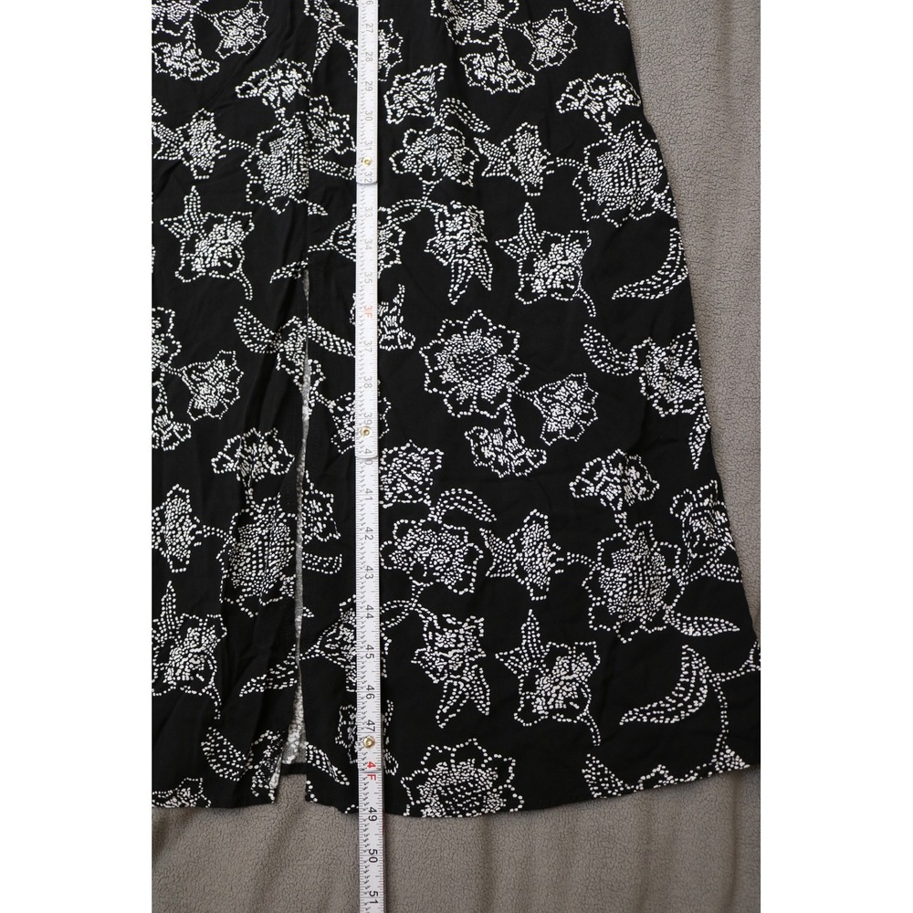 WALLFLOWER Floral Maxi Dress Women Size L Black White Lace Trim Front Slit Boho - Picture 8 of 13